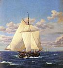 Christoffer Wilhelm Eckersberg Canvas Paintings - En dansk yacht passerer Stevns